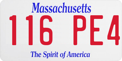 MA license plate 116PE4