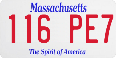 MA license plate 116PE7