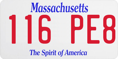 MA license plate 116PE8