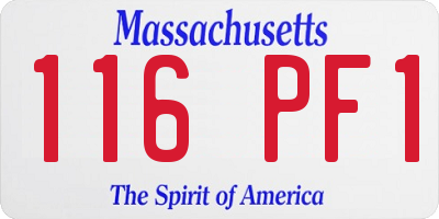 MA license plate 116PF1