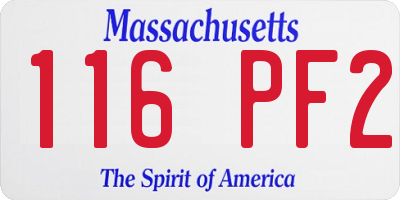 MA license plate 116PF2