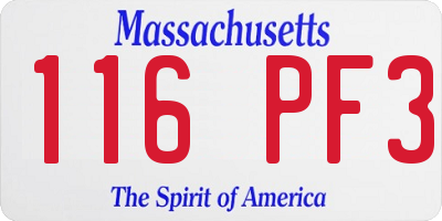 MA license plate 116PF3