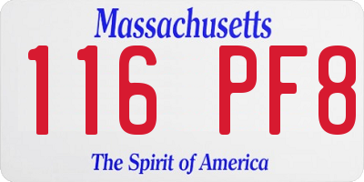 MA license plate 116PF8
