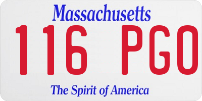 MA license plate 116PG0