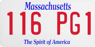 MA license plate 116PG1