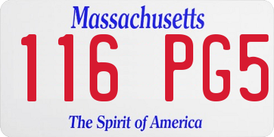 MA license plate 116PG5