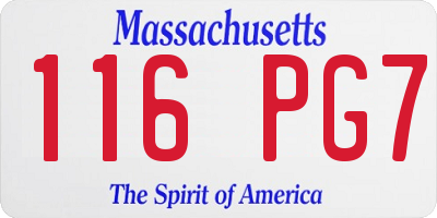 MA license plate 116PG7