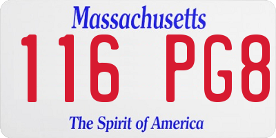 MA license plate 116PG8