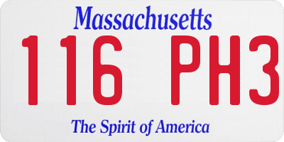 MA license plate 116PH3