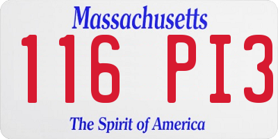 MA license plate 116PI3