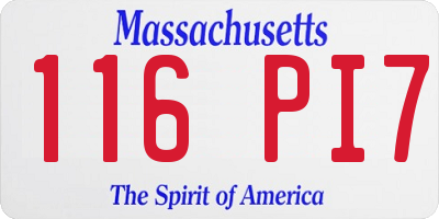 MA license plate 116PI7