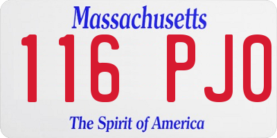MA license plate 116PJ0