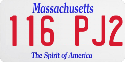 MA license plate 116PJ2