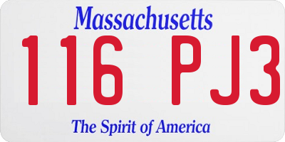 MA license plate 116PJ3