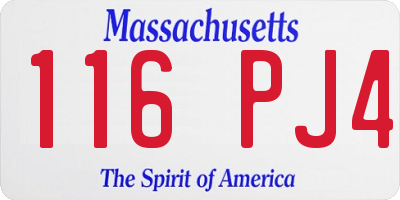 MA license plate 116PJ4