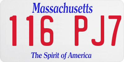 MA license plate 116PJ7
