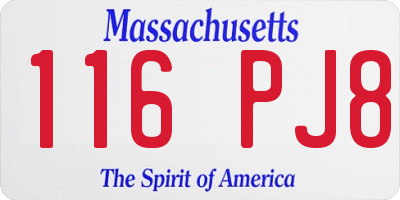 MA license plate 116PJ8