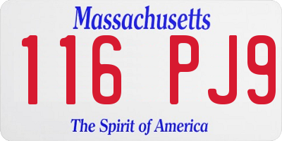 MA license plate 116PJ9