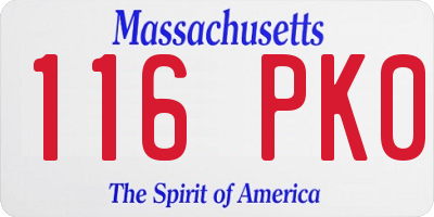 MA license plate 116PK0