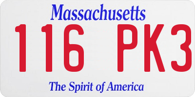 MA license plate 116PK3