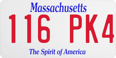 MA license plate 116PK4