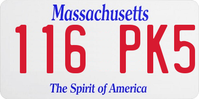 MA license plate 116PK5