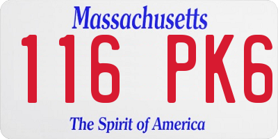 MA license plate 116PK6