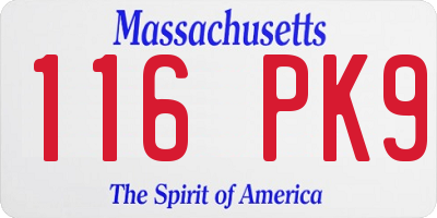 MA license plate 116PK9