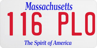 MA license plate 116PL0