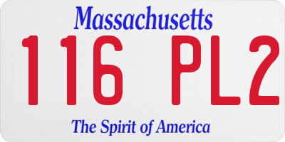 MA license plate 116PL2