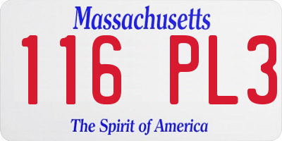 MA license plate 116PL3