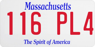 MA license plate 116PL4