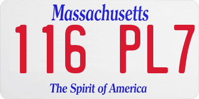 MA license plate 116PL7