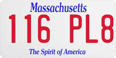 MA license plate 116PL8