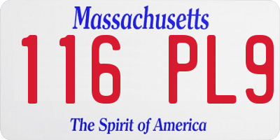 MA license plate 116PL9
