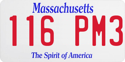 MA license plate 116PM3