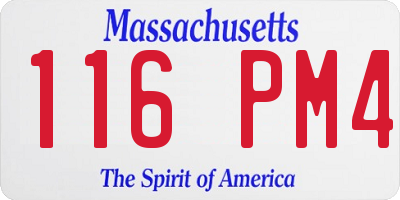 MA license plate 116PM4