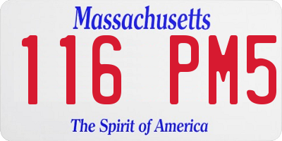 MA license plate 116PM5