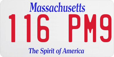 MA license plate 116PM9