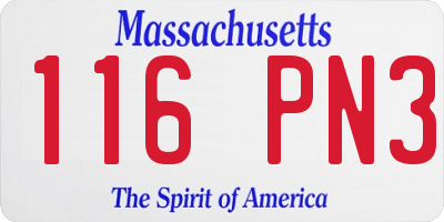 MA license plate 116PN3