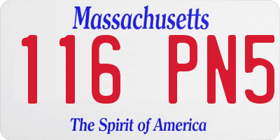 MA license plate 116PN5