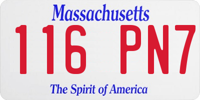 MA license plate 116PN7