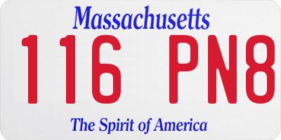 MA license plate 116PN8