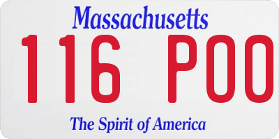 MA license plate 116PO0