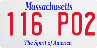 MA license plate 116PO2