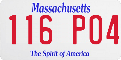 MA license plate 116PO4