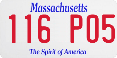 MA license plate 116PO5