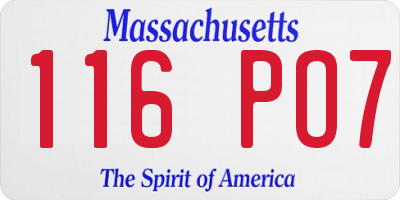 MA license plate 116PO7