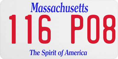 MA license plate 116PO8