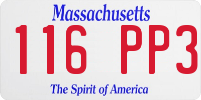MA license plate 116PP3